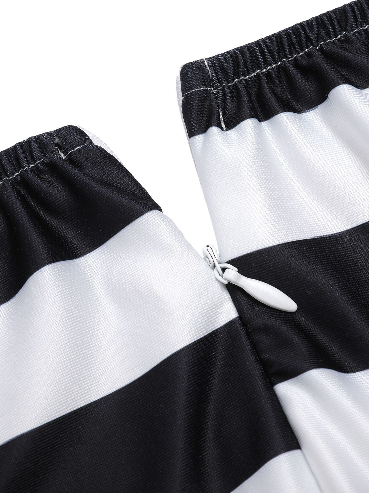 Off-Shoulder Jumpsuit Black White Striped Wide-Leg Women's – Party, Holiday, Casual Retro Outfit