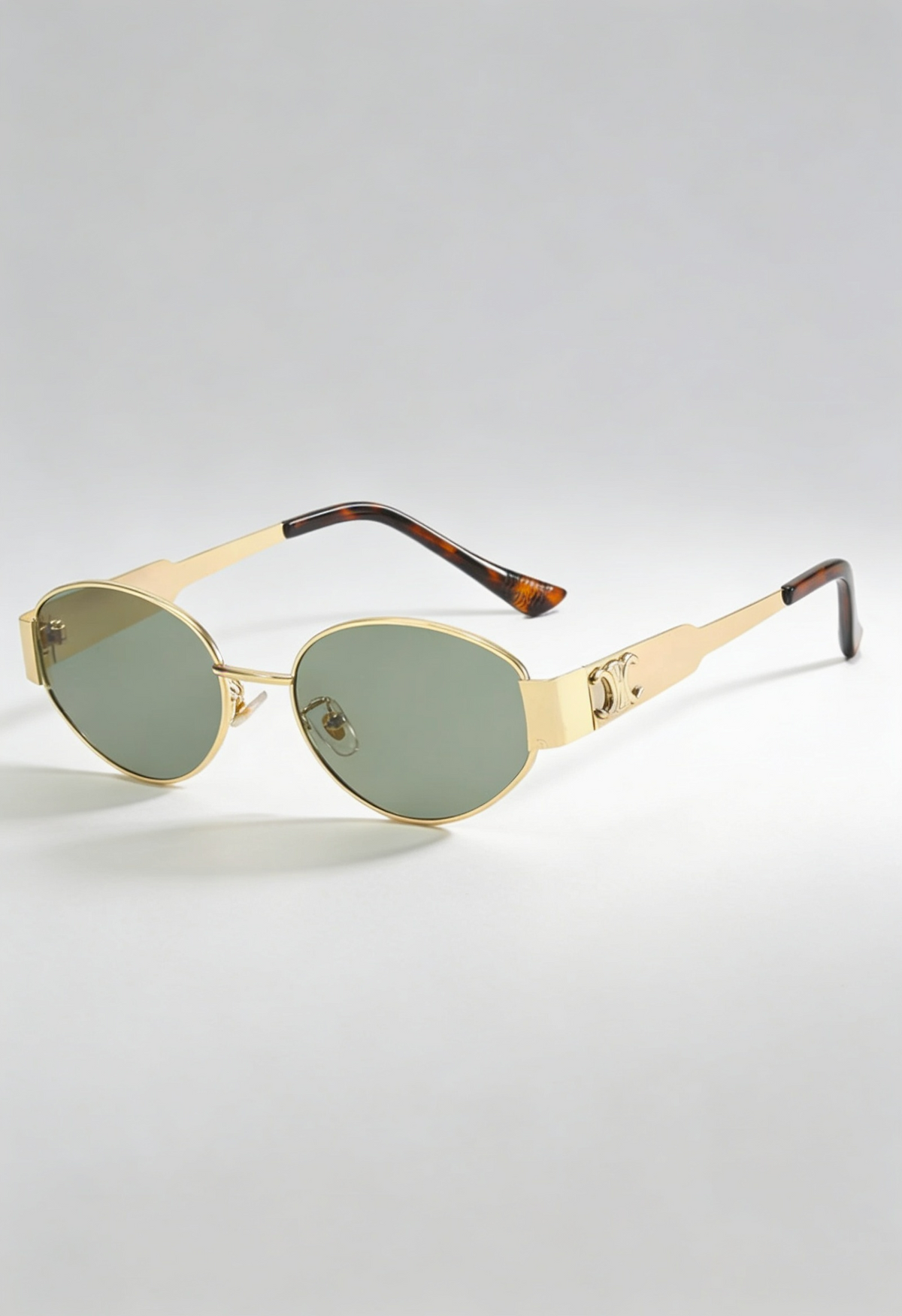 Oval Sunglasses Gold Metal Frame Black Lens Women's – Casual, Holiday, Gift, Everyday Wear