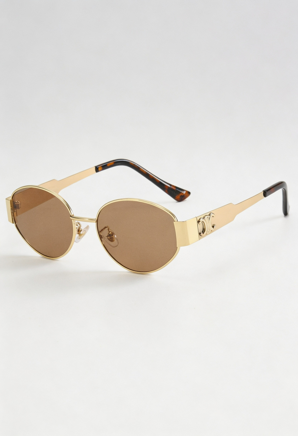 Oval Sunglasses Gold Metal Frame Black Lens Women's – Casual, Holiday, Gift, Everyday Wear