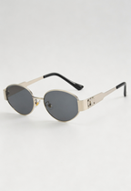 Oval Sunglasses Gold Metal Frame Black Lens Women's – Casual, Holiday, Gift, Everyday Wear