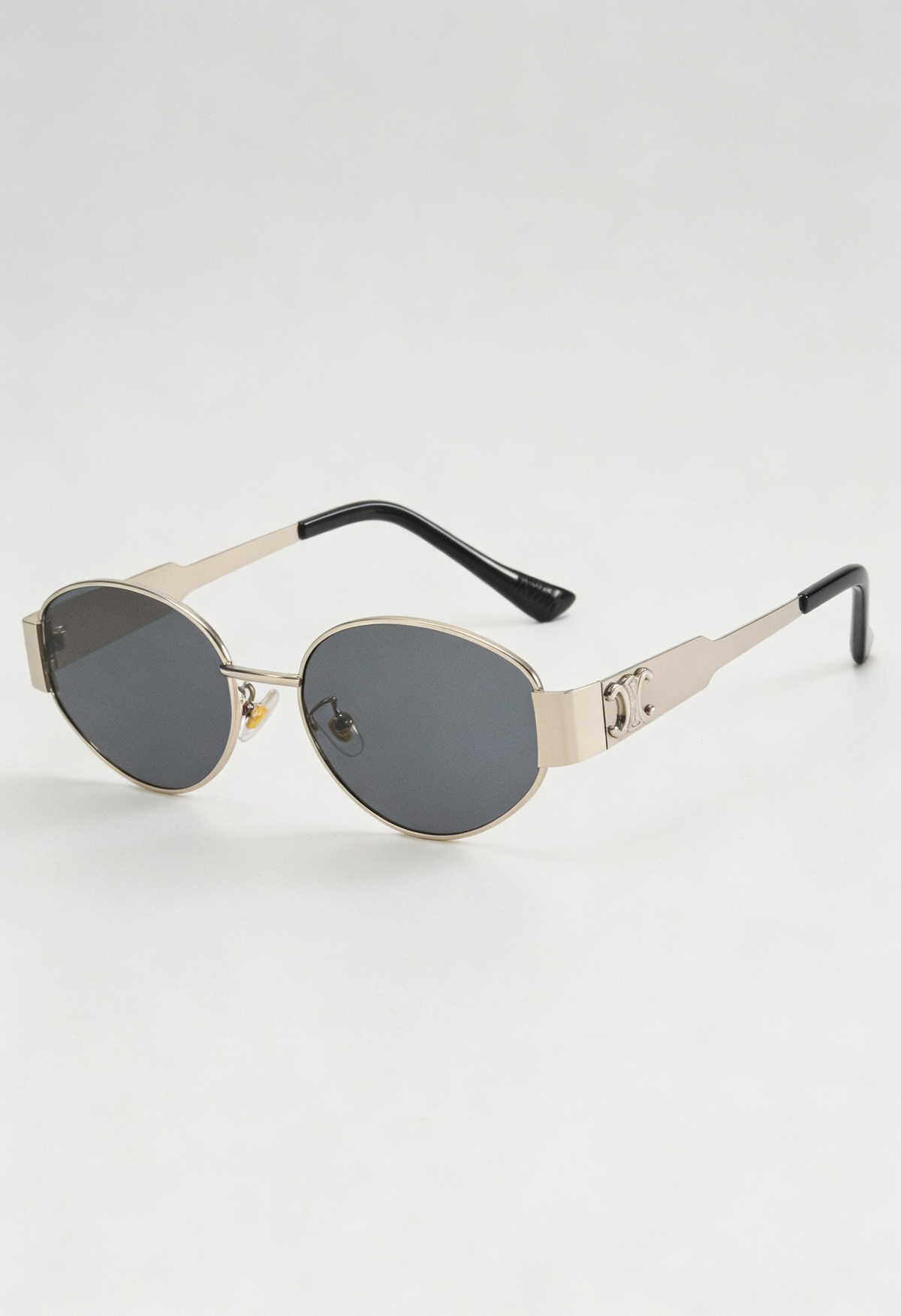 Oval Sunglasses Gold Metal Frame Black Lens Women's – Casual, Holiday, Gift, Everyday Wear