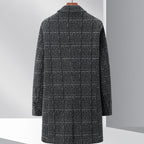 Overcoat Wool Blend Charcoal Men's Notched Lapel Mid-Length – Office, Winter, Casual, Formal, Gift