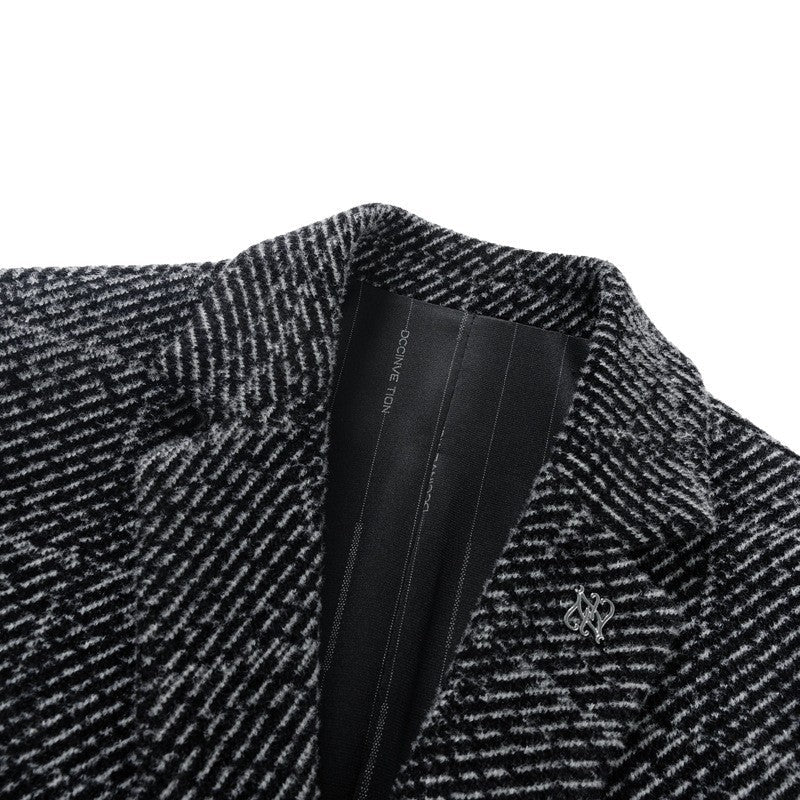 Overcoat Wool Blend Charcoal Men's Notched Lapel Mid-Length – Office, Winter, Casual, Formal, Gift