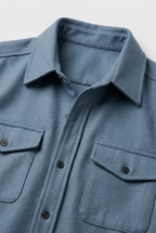 Overshirt Jacket Blue Men's Button Up with Chest Pockets – Casual, Layering Autumn Outerwear