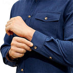 Overshirt Men's Navy Button-Front Shacket Long Sleeve – Casual, Office, Autumn Layering, Gift