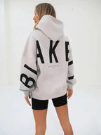 Oversized Hoodie Cotton Blend Women's Letter Print Longline – Casual, Loungewear, Everyday, Gift