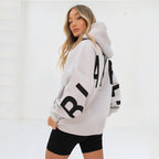 Oversized Hoodie Cotton Blend Women's Letter Print Longline – Casual, Loungewear, Everyday, Gift