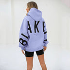 Oversized Hoodie Cotton Blend Women's Letter Print Longline – Casual, Loungewear, Everyday, Gift