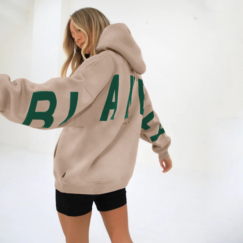 Oversized Hoodie Cotton Blend Women's Letter Print Longline – Casual, Loungewear, Everyday, Gift
