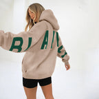Oversized Hoodie Cotton Blend Women's Letter Print Longline – Casual, Loungewear, Everyday, Gift