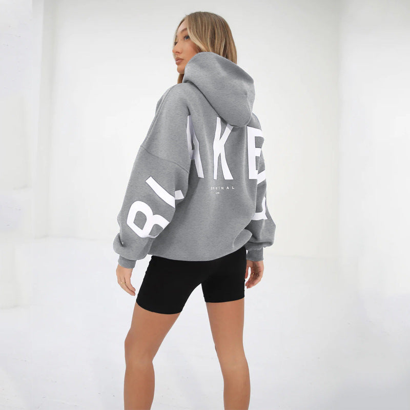 Oversized Hoodie Cotton Blend Women's Letter Print Longline – Casual, Loungewear, Everyday, Gift