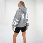 Oversized Hoodie Cotton Blend Women's Letter Print Longline – Casual, Loungewear, Everyday, Gift