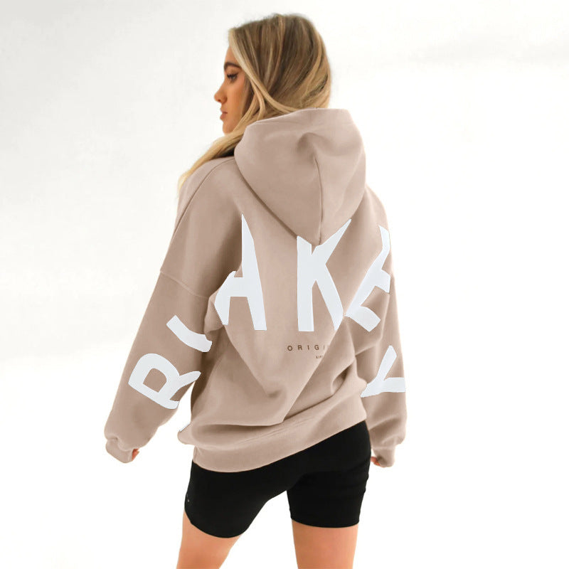 Oversized Hoodie Cotton Blend Women's Letter Print Longline – Casual, Loungewear, Everyday, Gift
