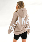 Oversized Hoodie Cotton Blend Women's Letter Print Longline – Casual, Loungewear, Everyday, Gift