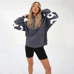 Oversized Hoodie Cotton Blend Women's Letter Print Longline – Casual, Loungewear, Everyday, Gift