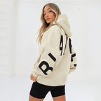 Oversized Hoodie Cotton Blend Women's Letter Print Longline – Casual, Loungewear, Everyday, Gift