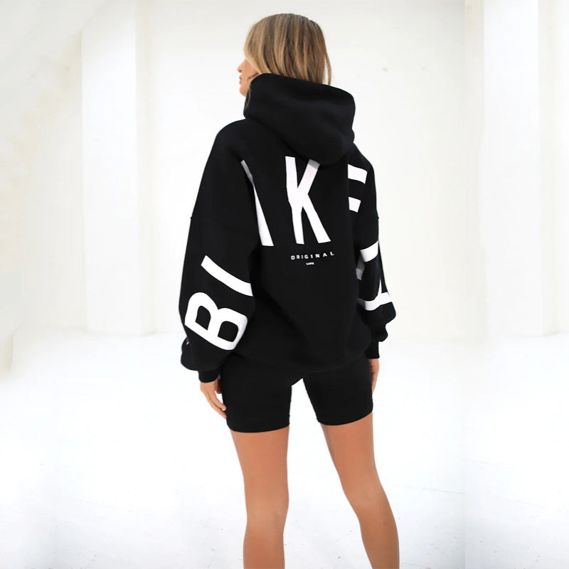 Oversized Hoodie Cotton Blend Women's Letter Print Longline – Casual, Loungewear, Everyday, Gift