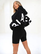 Oversized Hoodie Cotton Blend Women's Letter Print Longline – Casual, Loungewear, Everyday, Gift