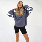 Oversized Hoodie Cotton Blend Women's Letter Print Longline – Casual, Loungewear, Everyday, Gift