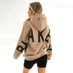 Oversized Hoodie Cotton Blend Women's Letter Print Longline – Casual, Loungewear, Everyday, Gift