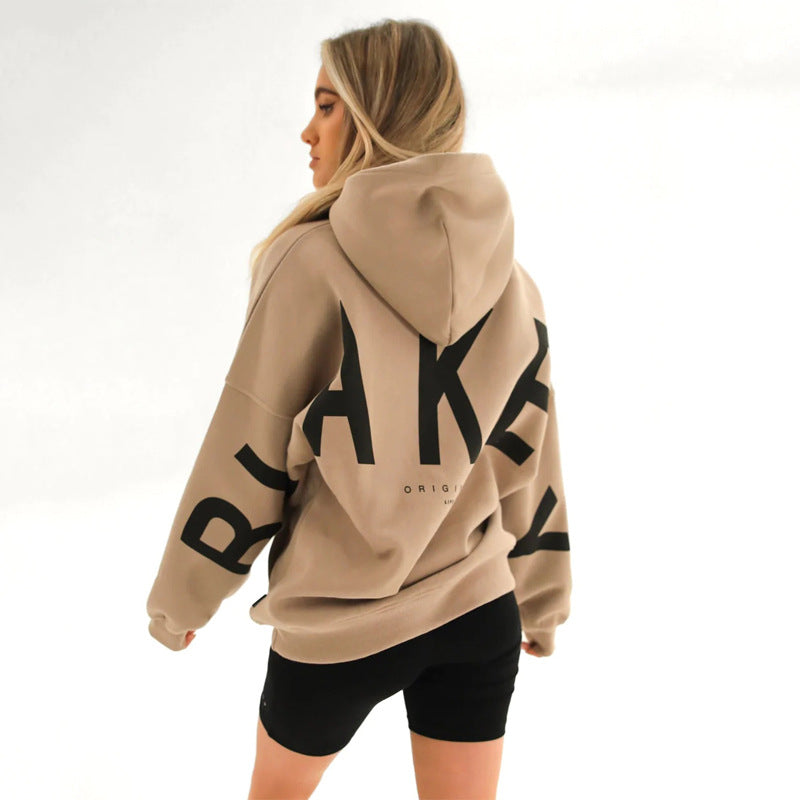 Oversized Hoodie Cotton Blend Women's Letter Print Longline – Casual, Loungewear, Everyday, Gift