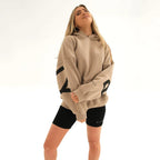 Oversized Hoodie Cotton Blend Women's Letter Print Longline – Casual, Loungewear, Everyday, Gift