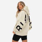 Oversized Hoodie Cotton Blend Women's Letter Print Longline – Casual, Loungewear, Everyday, Gift