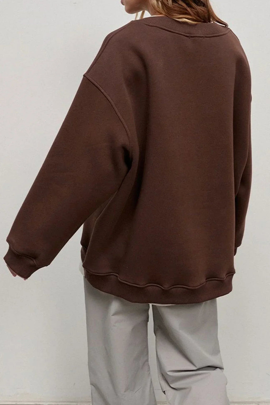 Oversized Sweatshirt Pink Crew Neck Women's Long Sleeve Jumper – Casual, Everyday Loungewear