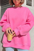 Oversized Sweatshirt Pink Crew Neck Women's Long Sleeve Jumper – Casual, Everyday Loungewear