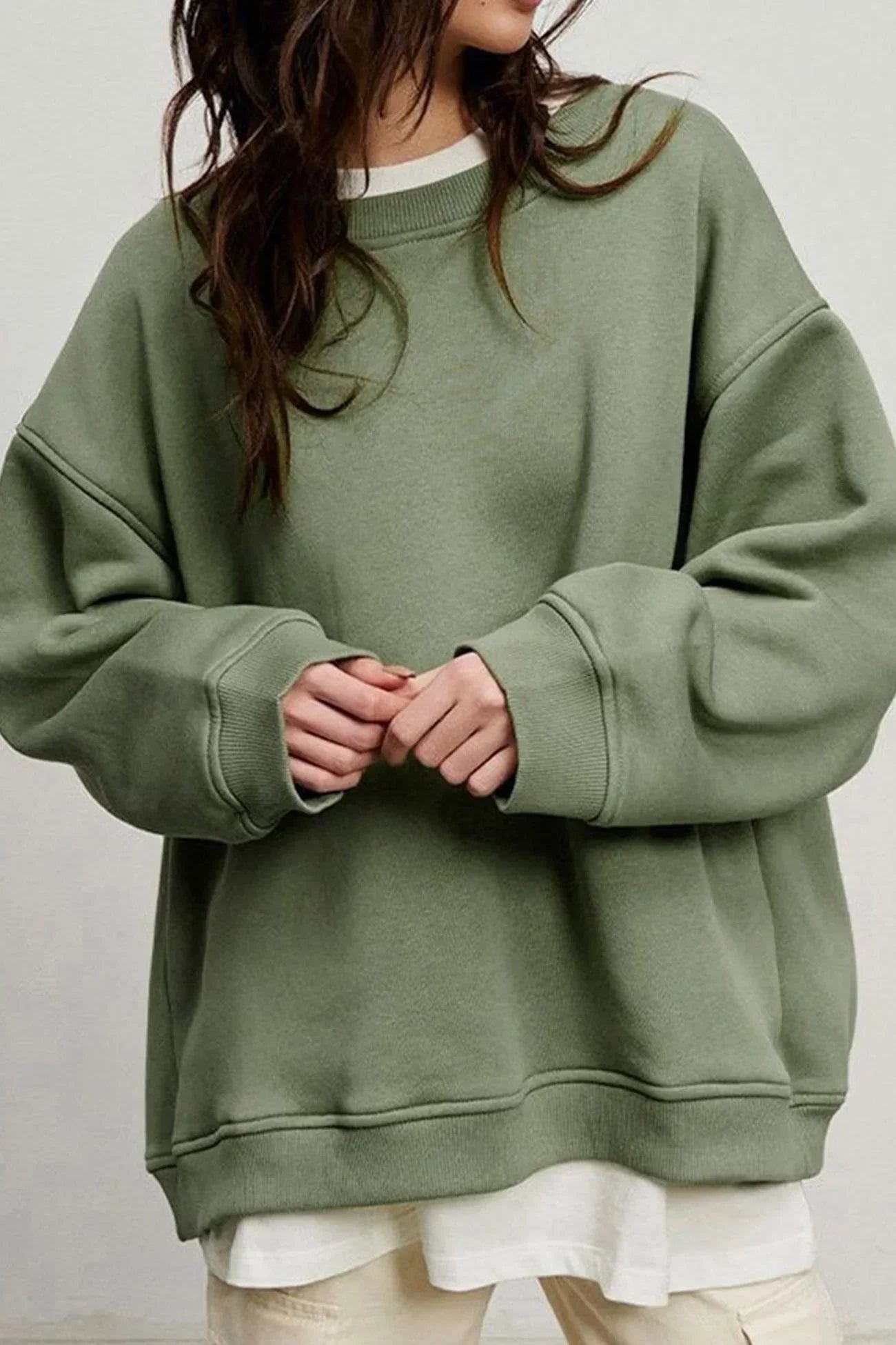 Oversized Sweatshirt Pink Crew Neck Women's Long Sleeve Jumper – Casual, Everyday Loungewear