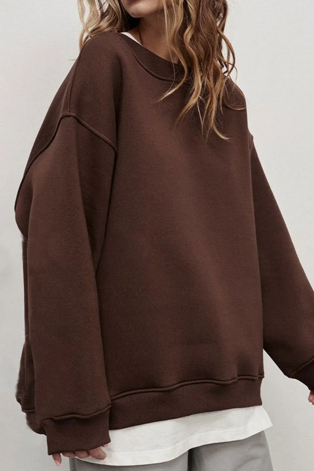 Oversized Sweatshirt Pink Crew Neck Women's Long Sleeve Jumper – Casual, Everyday Loungewear