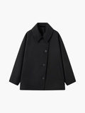 Oversized Wool-Blend Coat Women's Camel Lapel Button-Up – Casual, Office, Holiday, Gift