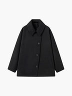 Oversized Wool-Blend Coat Women's Camel Lapel Button-Up – Casual, Office, Holiday, Gift