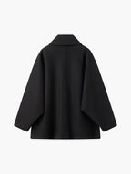 Oversized Wool-Blend Coat Women's Camel Lapel Button-Up – Casual, Office, Holiday, Gift