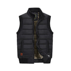 Padded Gilet Fleece-Lined Men's Khaki Sleeveless Body Warmer – Casual, Winter Outdoor