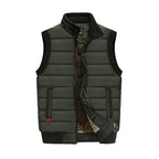 Padded Gilet Fleece-Lined Men's Khaki Sleeveless Body Warmer – Casual, Winter Outdoor