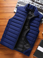Padded Gilet Men's Quilted Stand-Collar Zip Vest Green – Casual, Outdoor Layering