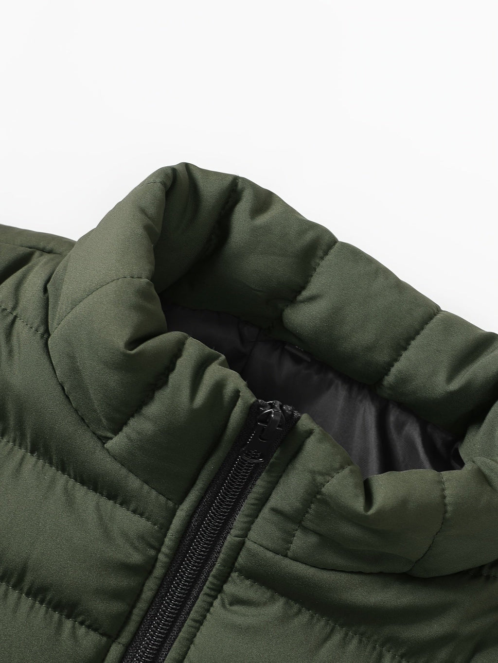 Padded Gilet Men's Quilted Stand-Collar Zip Vest Green – Casual, Outdoor Layering