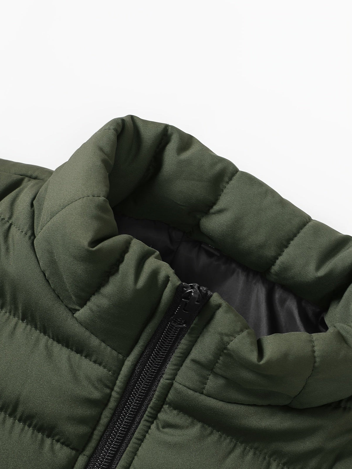 Padded Gilet Men's Quilted Stand-Collar Zip Vest Green – Casual, Outdoor Layering