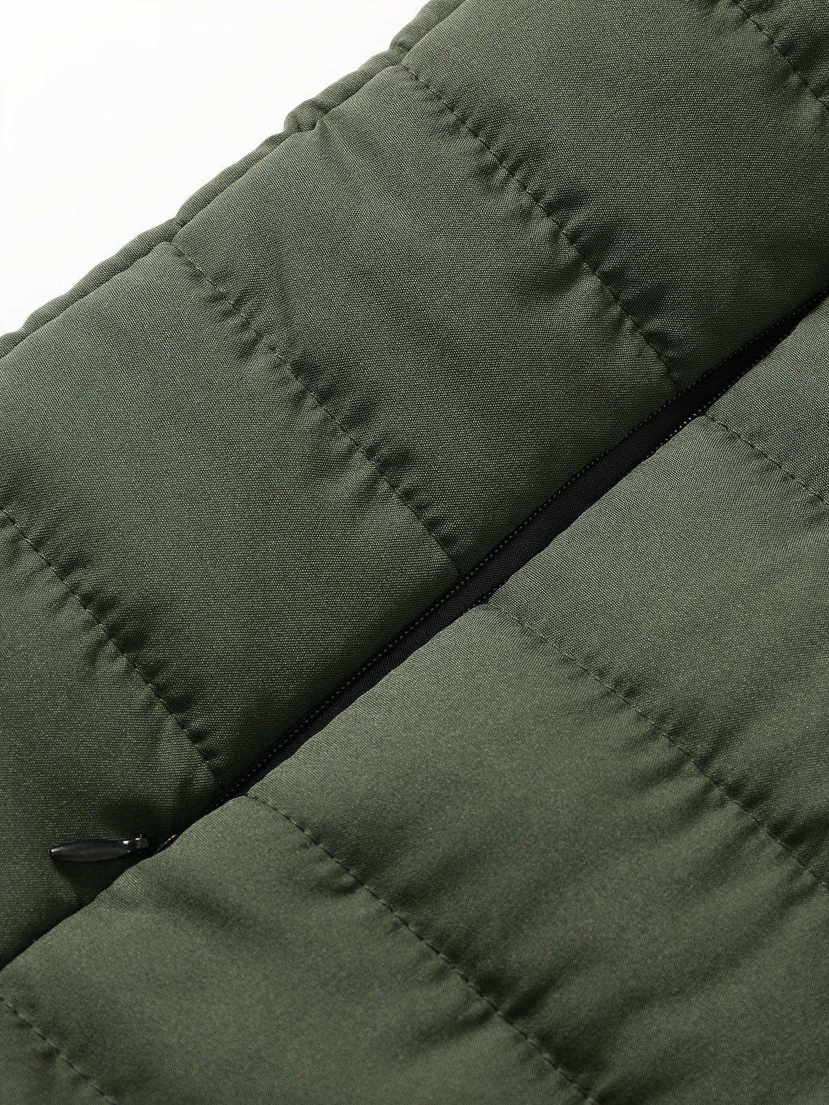 Padded Gilet Men's Quilted Stand-Collar Zip Vest Green – Casual, Outdoor Layering