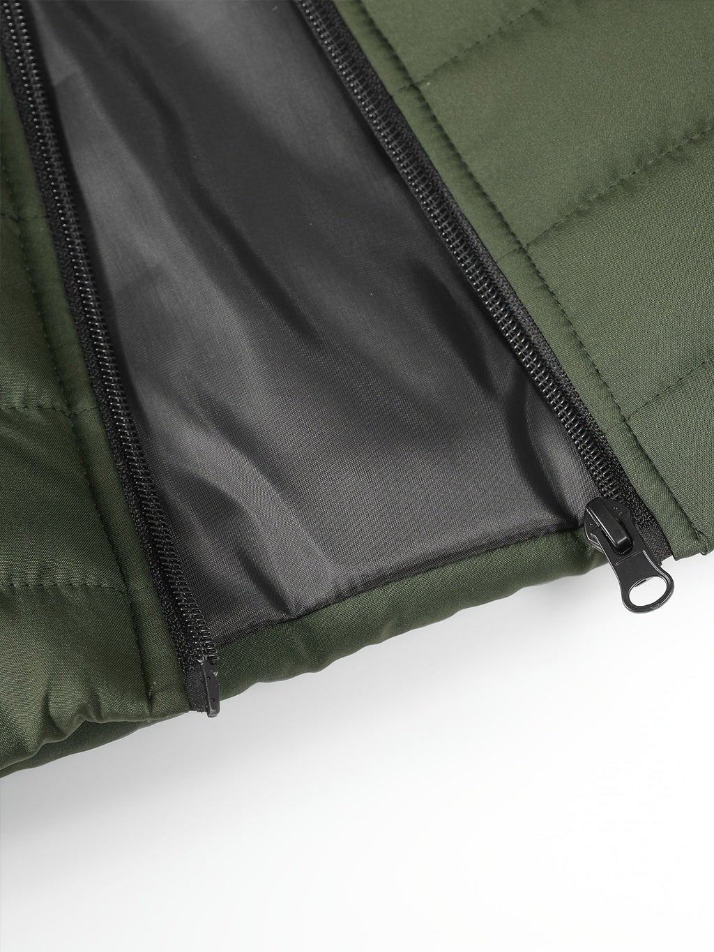 Padded Gilet Men's Quilted Stand-Collar Zip Vest Green – Casual, Outdoor Layering