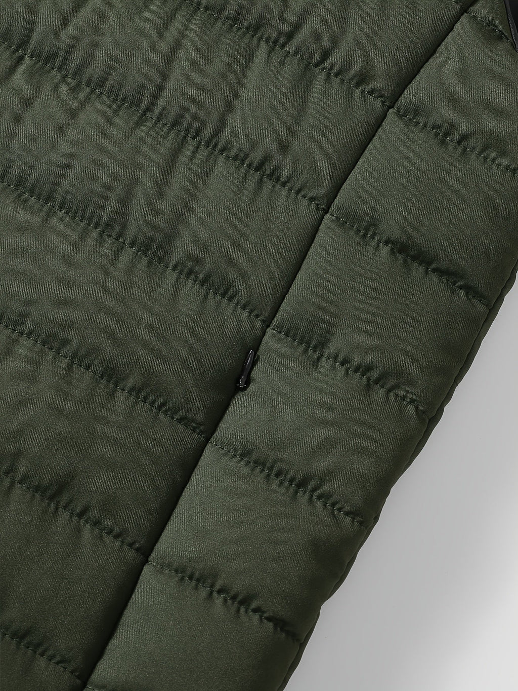 Padded Gilet Men's Quilted Stand-Collar Zip Vest Green – Casual, Outdoor Layering