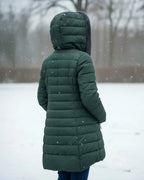 Padded Winter Jacket Green Fleece-Lined Hooded Women's – Casual, Holiday, Warm Everyday Wear