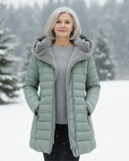 Padded Winter Jacket Green Fleece-Lined Hooded Women's – Casual, Holiday, Warm Everyday Wear