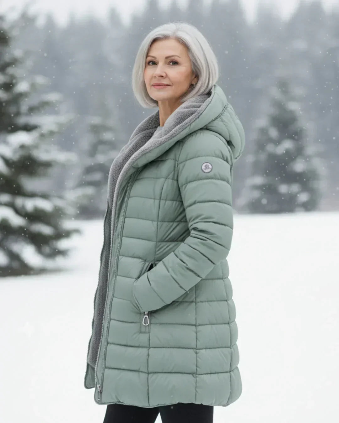 Padded Winter Jacket Green Fleece-Lined Hooded Women's – Casual, Holiday, Warm Everyday Wear