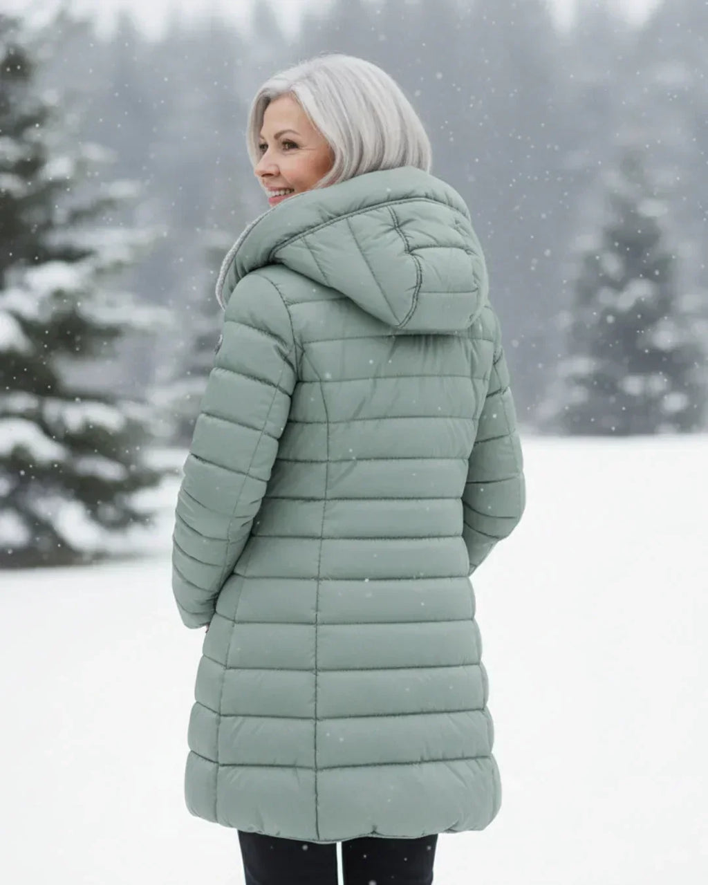 Padded Winter Jacket Green Fleece-Lined Hooded Women's – Casual, Holiday, Warm Everyday Wear