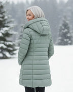 Padded Winter Jacket Green Fleece-Lined Hooded Women's – Casual, Holiday, Warm Everyday Wear
