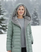 Padded Winter Jacket Green Fleece-Lined Hooded Women's – Casual, Holiday, Warm Everyday Wear