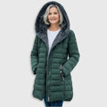 Padded Winter Jacket Green Fleece-Lined Hooded Women's – Casual, Holiday, Warm Everyday Wear