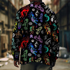 Paisley Print Overshirt Men's Long Sleeve Button Shirt Jacket Red Blue – Casual, Holiday, Office, Gift